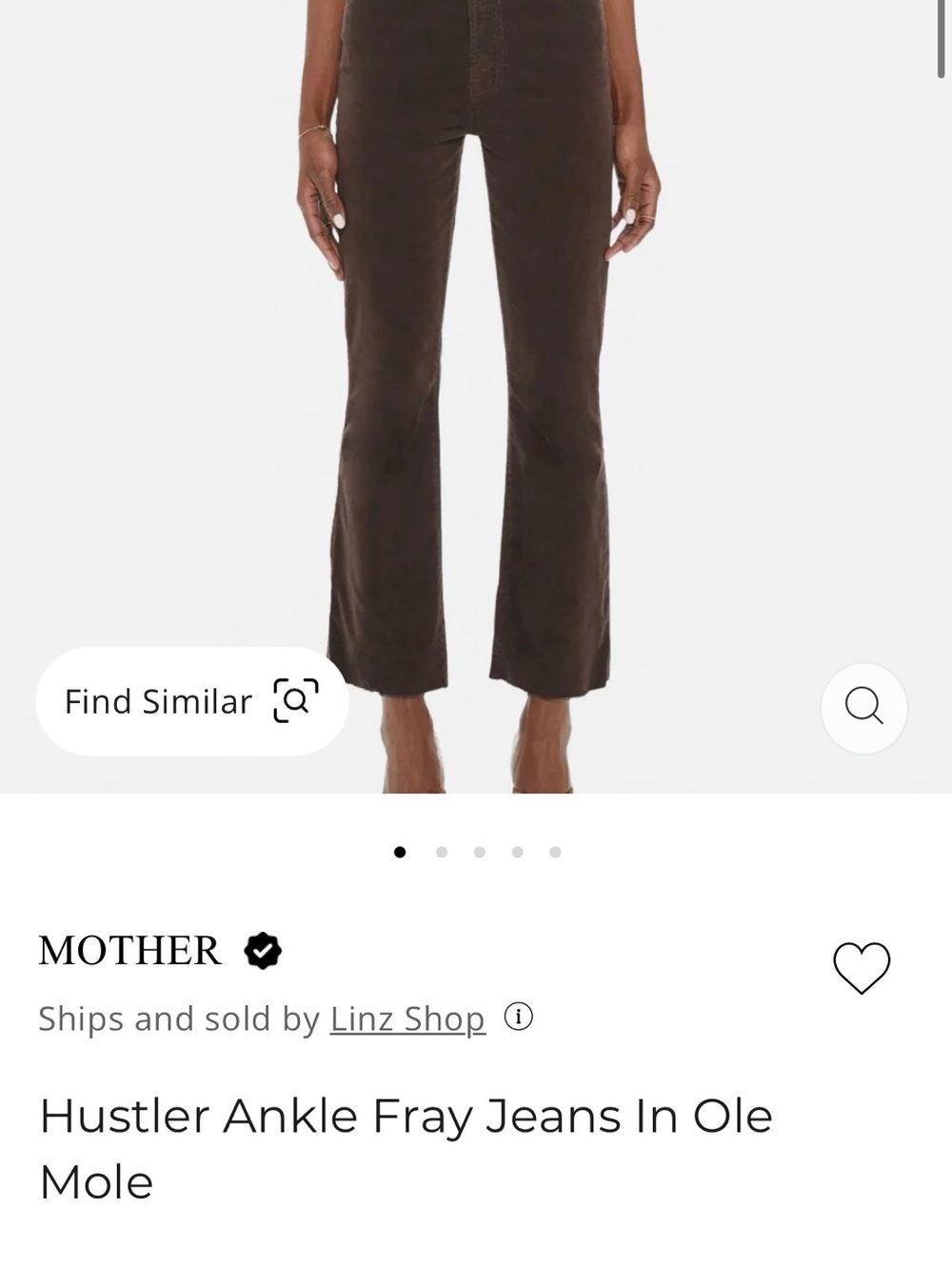 MOTHER women’s Hustler Ankle Fray Corduroy brown pants. - Picture 13 of 13